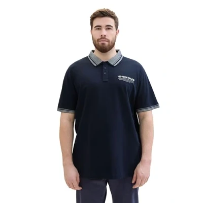 Abbildung von TOM Tailor PLUS MIT LOGO Print Poloshirt, Herren, Größe: 3XL, Sky captain blue