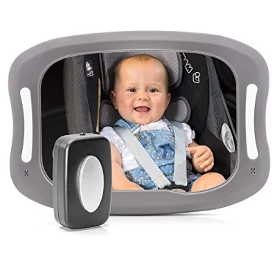 Abbildung von reer 86101 BabyView LED Auto Sicherheitsspiegel Ihr Baby auf dem Rücksitz immer im Blick, grau