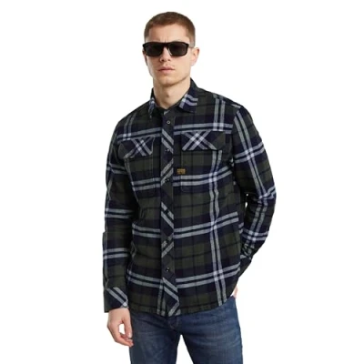 Abbildung von G Star RAW Men&#039;s CPO Regular Hemd Shirt, Mehrfarben (Rinsed Botan Check D23583 D746 G708), L