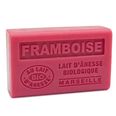 Abbildung von Label Provence Savon de Marseille Französische Seife mit frischer Bio Eselsmilch Himbeerduft 125 g Riegel