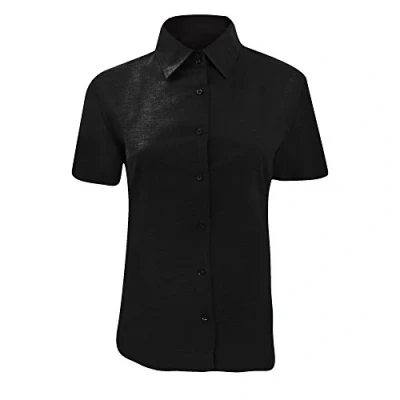 Abbildung von Russell Collection Damen/Damen Kurzarm Oxford Hemd (Schwarz)