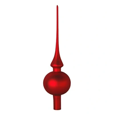 Abbildung von Krebs Glas Lauscha Christbaumspitze Rot matt 26 cm Baumspitze