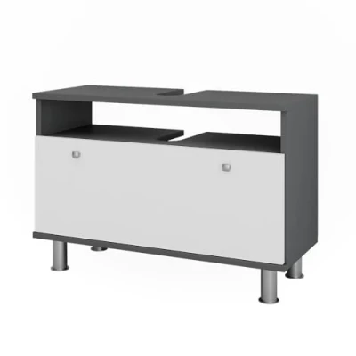 Abbildung von Vicco Waschbeckenunterschrank Fynn, Anthrazit/Weiß Hochglanz, 80.2 x 54 cm mit Schublade
