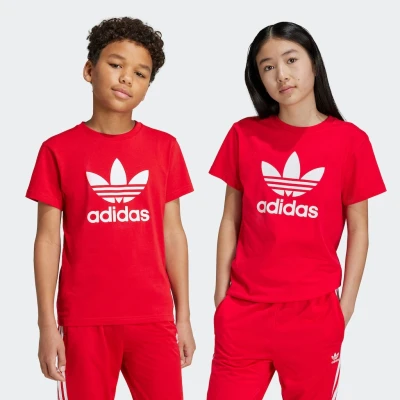 Abbildung von adidas Originals Trefoil TEE Unisex Tshirt print für Kinder, Größe: 158, Better scarlet