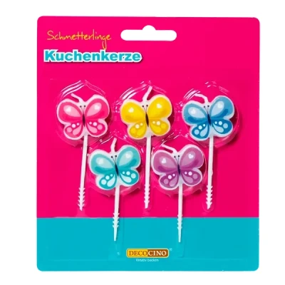 Abbildung von Decocino Kuchenkerze „Schmetterlinge“ Höhe ca.7 cm Back Deko Torten Geburtstags 5 Kerzen Schmetterlinge Kuchen, Muffins &amp; 32700 Mehrfarbig