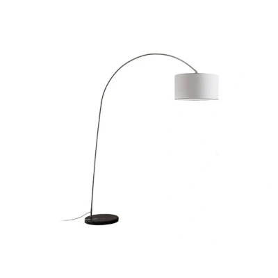 Abbildung von Lindby Bogenlampe Belinda, weiß, Textil, Marmor, 200 cm, E27
