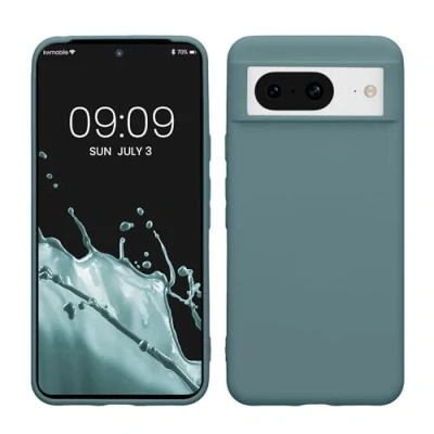 Abbildung von kwmobile Hülle kompatibel mit Google Pixel 8 weiches TPU Silikon Case Cover geeignet für kabelloses Laden Arctic Night
