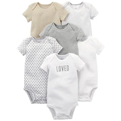 Abbildung von Simple Joys by Carter&#039;s Unisex Baby Neutral Short Sleeve Infant and Toddler Bodysuits, Weiß/Grau, Frühchen (6er Pack)