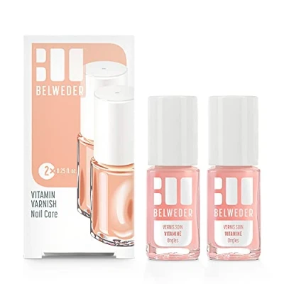 Abbildung von BELWEDER x2 Vitamin Nagelpflegelack 2x7,5 ml Für schwache, trockene und spröde Nägel Halbtransparent ​​Verschönert &amp; Kräftigt Angereichert mit E, Panthenol Calcium