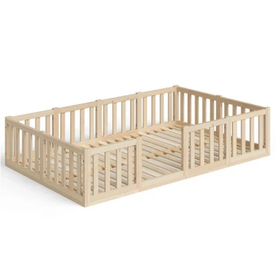Abbildung von Bellabino Kinderbett Tapi (Bodenbett mit Rausfallschutz und Lattenrost, weitere Größen 70x140, 80x160, 90x200, 140x200 cm), natur Kiefer 120x200 ohne Tür