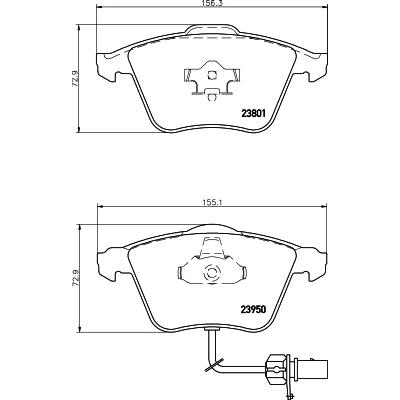 Abbildung von HELLA 8DB 355 011 711 Bremsbelagsatz mit integriertem Verschleißwarnkontakt AUDI: A6 C6 Limousine, A4 B7 Avant, Avant