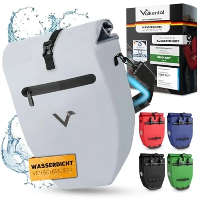 Abbildung von Valkental Große &amp; wasserdichte Gepäckträgertasche 28L Füllvolumen Fahrradtasche für Gepäckträger mit Reflektoren in Vollreflektierend