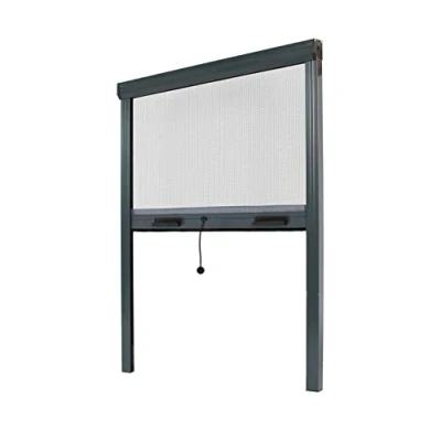 Abbildung von Fliegengitter Insektenschutzrollo Aluminium für Fenster Anthrazitgrau, B150x H 230 cm Fiberglas Fliegengitternetz Fliegengitterrollo Insektenschutz