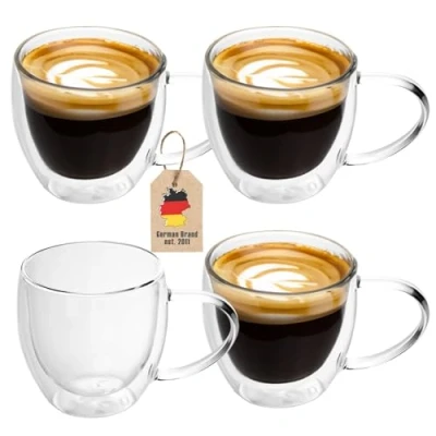 Abbildung von Intirilife Thermoglas, Glas, 4x Thermoglas Teeglas Kaffeeglas 250ml Doppelwandig