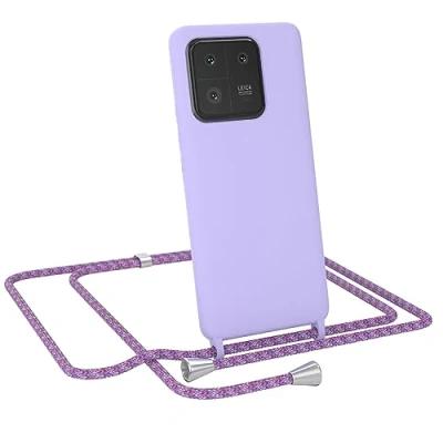Abbildung von EAZY CASE Handytasche zum Umhängen kompatibel mit Xiaomi 13 Pro Handy Schutzhülle Band, Necklace Hülle, farbig TPU Case, Lavendel Lila Schnur Unicorn Clips Silber