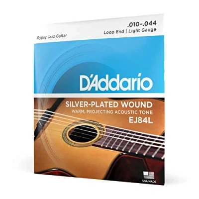 Abbildung von D&#039;Addario Gitarrensaiten Westerngitarre Akustikgitarre Acoustic Guitar Strings EJ84L Gypsy Jazz Saitensatz mit Loop End (Schlaufe) .010 .044 light