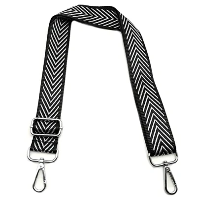 Abbildung von Taschengurte zum Wechseln, Taschengurt Schwarz und Silber, Verstellbarer Schultergurt für Taschen Breit 3.8cm mit Silber Karabiner, Schulterriemen Taschen, Umhängegurt Damen 4