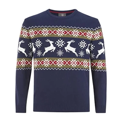 Abbildung von Jan Vanderstorm TORE Strickpullover, Herren, Größe: Large, Dunkelblau gemustert