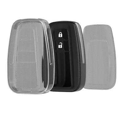 Abbildung von kwmobile Autoschlüssel Hülle kompatibel mit Toyota 2 Tasten Smart Key Schlüsselhülle Silikon Cover Schwarz Transparent