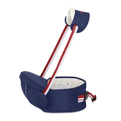Abbildung von SONARIN Multifunktionaler Hipseat Baby Carrier Babytrage,Freie Größe,Kleinkind Hüft Sitzträger,Vorderer Träger Gurt,4 tragende Positionen(Dunkelblau)