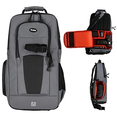 Abbildung von Rollei Fotoliner Ocean Slingbag: Crosspack Kamerarucksack aus 45 PET Flaschen, für die kleine Foto Ausrüstung, inkl. Regenschutz,grau