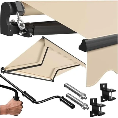 Abbildung von KESSER® Gelenkarmmarkise Vormontiert Markise Gelenkmarkise 250 x 200 cm Terrassenmarkise Sonnenmarkise inkl. Wandhalterung Sonnenschutz Balkonmarkise wasserabweisend Alu/Polyester Beige