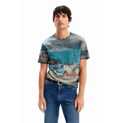 Abbildung von Desigual Japanese Print Short Sleeve Tshirt print, Herren, Größe: Small, Brown