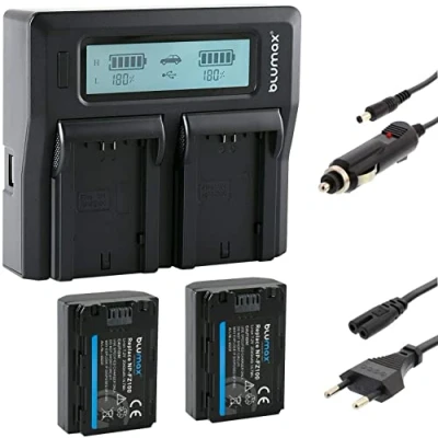Abbildung von Blumax 2X Akku kompatibel mit Sony NP FZ100 2040mAh + LCD Dual Ladegerät für FX30 7 IV 7c 7RIV 7RV 7RIII ZV E1