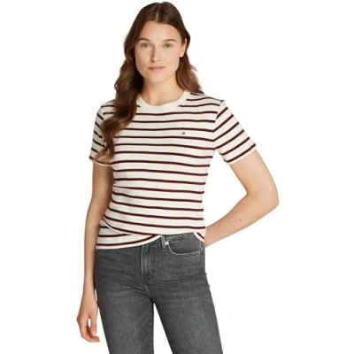 Abbildung von Tommy Hilfiger T Shirt SLIM CODY C NK SS mit Logostickerei