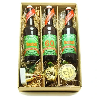 Abbildung von Bier Geschenk Präsentkarton mit und Pokal 60. Geburtstag