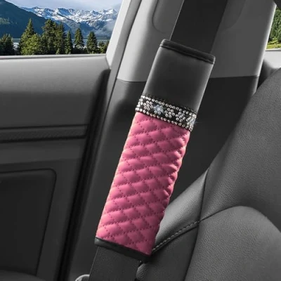 Abbildung von 2Pack Bling Auto Gurtschoner für Erwachsene Frauen Frau Gurtschutz Sicherheitsgurt Schulterpolster Schulterkissen Autositze Gurtpolster (pink)