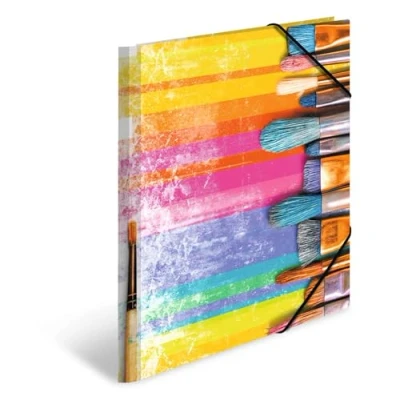 Abbildung von HERMA Sammelmappen A4 Pinsel Set, 3 Stück, Kinder Eckspanner Mappen aus Pappe mit Kunst Motiv, Gummizug, Innenklappen und Innendruck für Jungen Mädchen