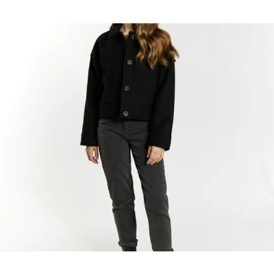Abbildung von DREIMASTER Vintage Damen Übergangsjacke aus einer Wollmischung XXL / Dunkelmarine 77% Polyester 15% Wolle 5% Polyacryl 3% Viskose
