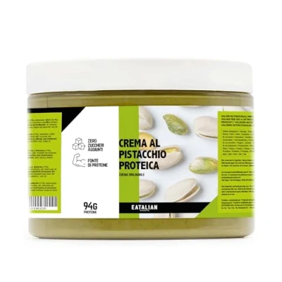Abbildung von EATALIAN by AMZ BETTER Streichbare Pistaziencreme, Brotaufstrich, Protein, Pistazien creme Made in Italy, süßer Geschmack, Ideal für Brot und zum Füllen von Kuchen, 500 g