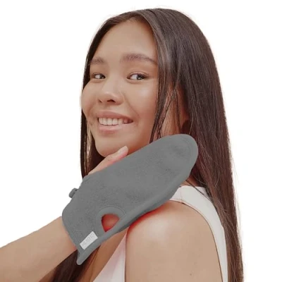 Abbildung von Peelinghandschuh Aus Bambus Zweiseitiger Duschschwamm Für Körperpeeling, Massagehandschuh, Hypoallergen, Wiederverwendbar, Reduziert Cellulite, Sanftes Peeling Seidige Haut, Ideal Damen