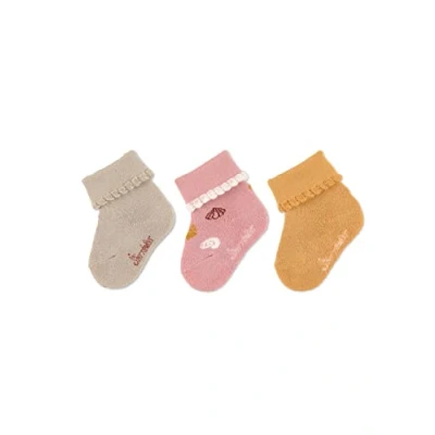 Abbildung von Sterntaler Baby Mädchen Socken Socke 3er Pack uni mit Muscheln aus Baumwolle Vollplüsch (Sohle) beige, 18