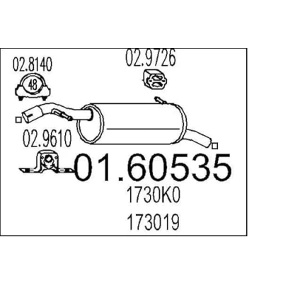 Abbildung von MTS 01.60535 Endschalldämpfer 930 CITROËN: C3 I Schrägheck, Pluriel, C2 PEUGEOT: 1007 Schrägheck kfzteile, kfzteile24, bandel online,