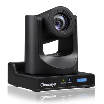 Abbildung von Chameye HDMI PTZ Kamera 20x Optischer Zoom AI Auto Tracking mit LCD Display, 3G SDI IP 1080P 60fps PoE Live Streaming für Kirche Anbetung Bildung Ereignisse, C720 Schwarz