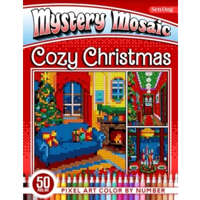 Abbildung von Cozy Christmas Interiors Mystery Mosaics Color by Number: 50 Pixel Art Scenes of Warm Holiday