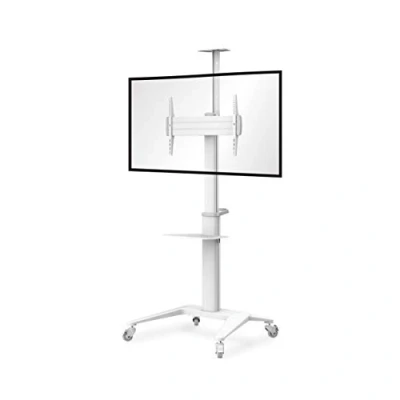 Abbildung von conecto LM FS02NW Pro TV Ständer Standfuß rollbar Universal für Monitor Fernseher LCD LED Plasma mobil mit Rollen höhenverstellbar schwenkbar drehbar 37 70 Zoll VESA 200x200 600x400mm Alu weiß