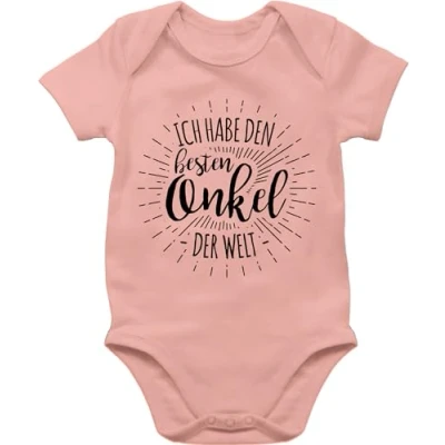 Abbildung von Shirtracer Baby Body Junge Mädchen Sprüche Ich habe den besten Onkel der Welt 1/3 Monate Babyrosa mit aufschrift best uncle babysachen strampler spruch babygeschenke lustig beste babybody