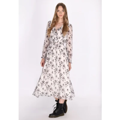 Abbildung von DREIMASTER Vintage Damen Kleid XS / Weiß 100 % Polyester