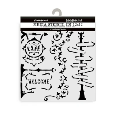 Abbildung von Stamperia Thick Stencils for Scrapbooks, Albums, Cards, Bullet Journals and More, Flexible Material, Easy to Clean, Perfect Hobbies, Crafts Gifting (Art of Travelling, Street Lamp Sign)