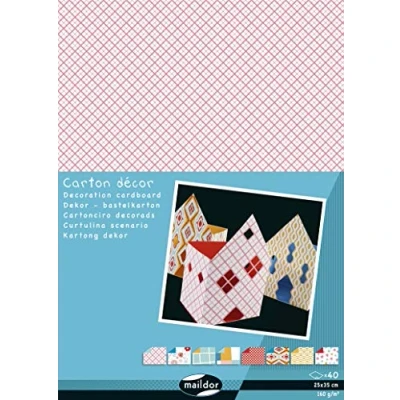 Abbildung von Clairefontaine Maildor 354590C Bastelkarton Dekor (Block mit 40 Bögen, 25 x 35cm, 160g, ideal für Bastelarbeiten, Sortierung geometrisch) 1 Block