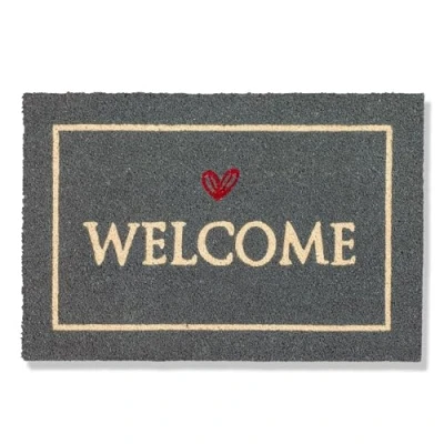 Abbildung von Carpido Fußmatte Kokos Welcome schwarz Türmatte 40x60 cm antibakterielle Eingangsmatte Kokosmatte mit Vinylrücken natürliches Material 100%