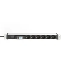 Abbildung von DIGITUS 19&quot; Steckdosenleiste 6 Abgriffe 1HE 250VAC 50/60Hz 16A 4000W Mit Leitungsschutz Schalter Für 19 Zoll Netzwerk und Serverschränke