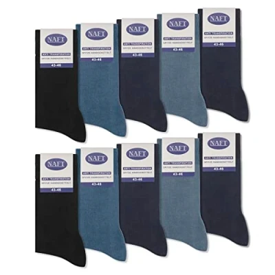 Abbildung von 10 Paar Socken 100% Baumwolle Herren Damen Komfortbund ohne Naht 10600 WP (Schwarz Navy Jeans 39 42)