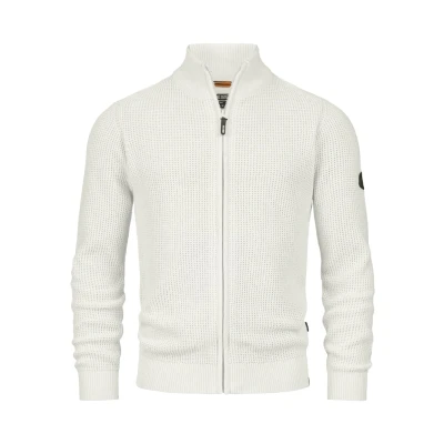 Abbildung von Indicode Jeans Inlayton Strickjacke, Herren, Größe: Small, White asparagus