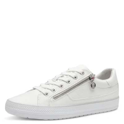 Abbildung von s.Oliver Damen Sneaker flach zum Schnüren mit Reißverschluss, Weiß (White), 37 EU