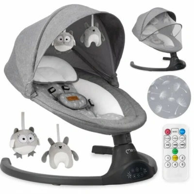 Abbildung von MoMi KENANI Babywippe 5 Vibration, Musik Timing, Bluetoothfunktion Dunkelgrau
